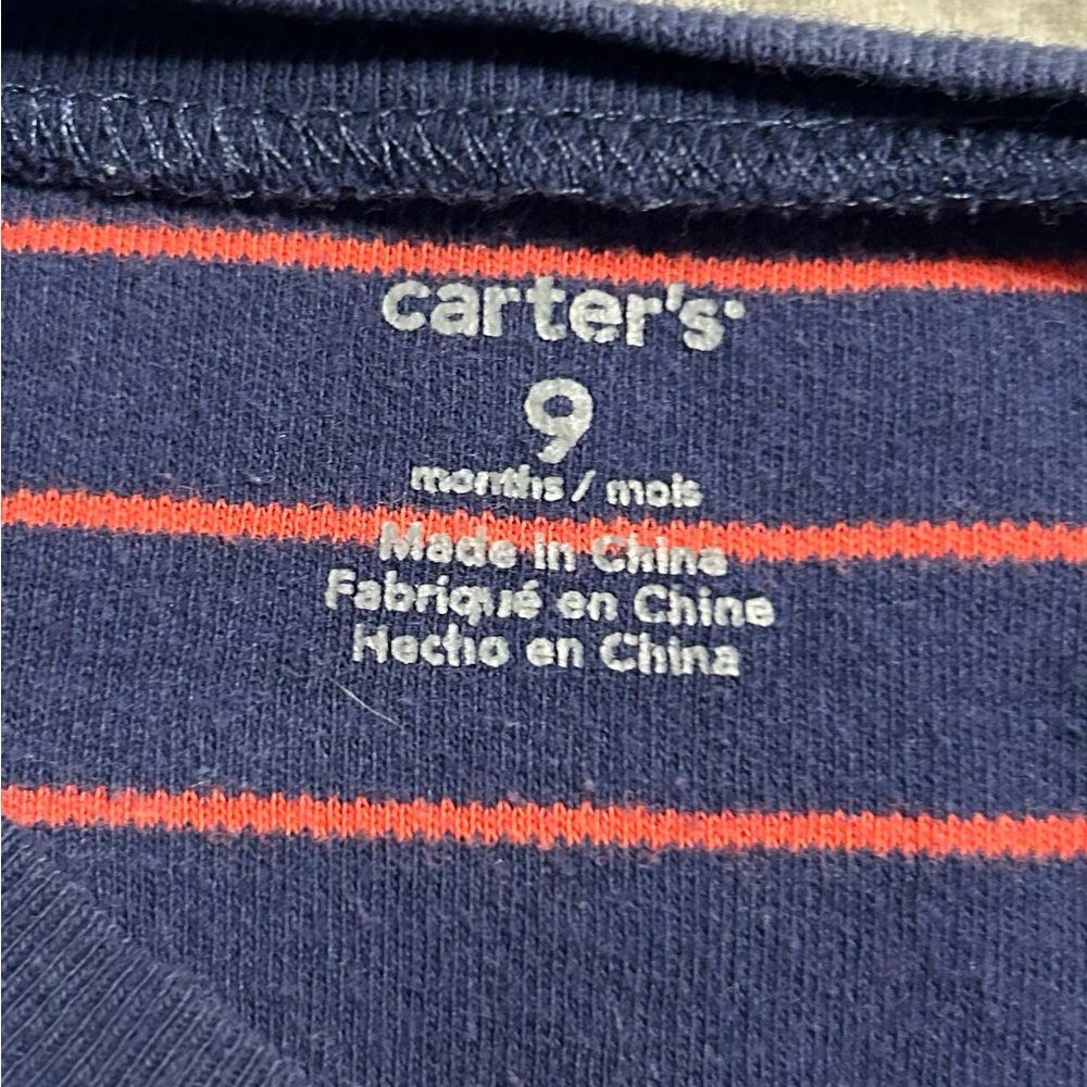 Carter's Blue and Red Striped Footie Dog Pajamas - Picture 3 of 5